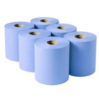 Blue 2-Ply Centre-Feed Rolls - Pack of 6